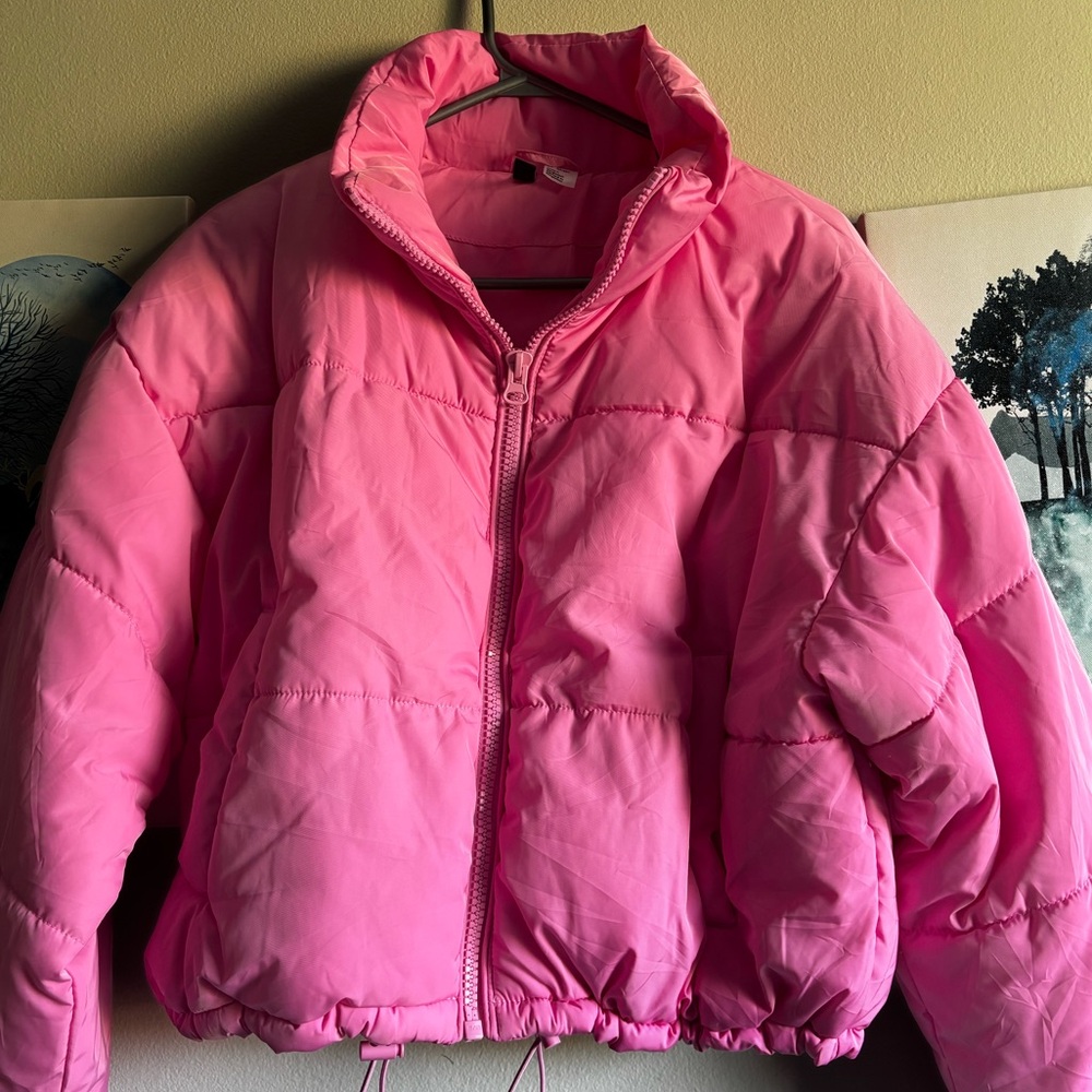 Divided H&M Pink Oversized Puffer Jacket Size 6